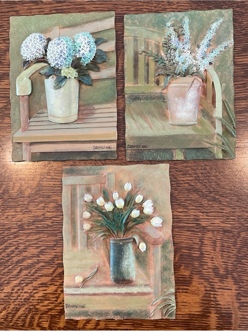 Danhui Nai 3D Resin Floral Wall Art Plaque Set Of 3 (similar To Cheri Blum)